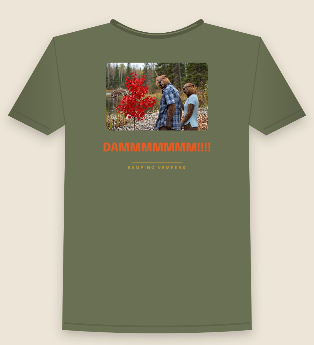 DAMMMMMMM!!!! (Distracted Beaver) T-shirt in Moss