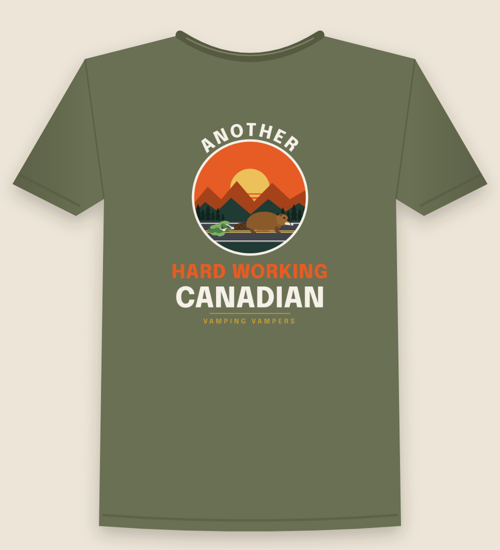 Another Hard Working Canadian T-shirt in Moss
